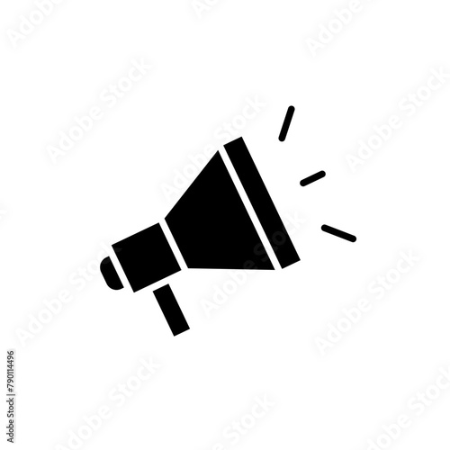 Advertisement megaphone speaker icon. Simple solid style. Attention, horn, loudspeaker, voice, announcement, advertising concept. Black silhouette, glyph symbol. Vector illustration isolated.