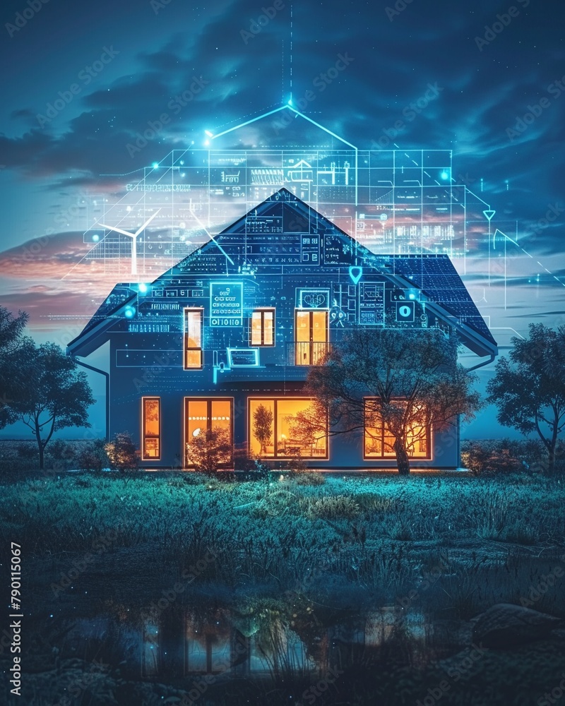 View of Home equipped with smart energy management system, displaying realtime ...