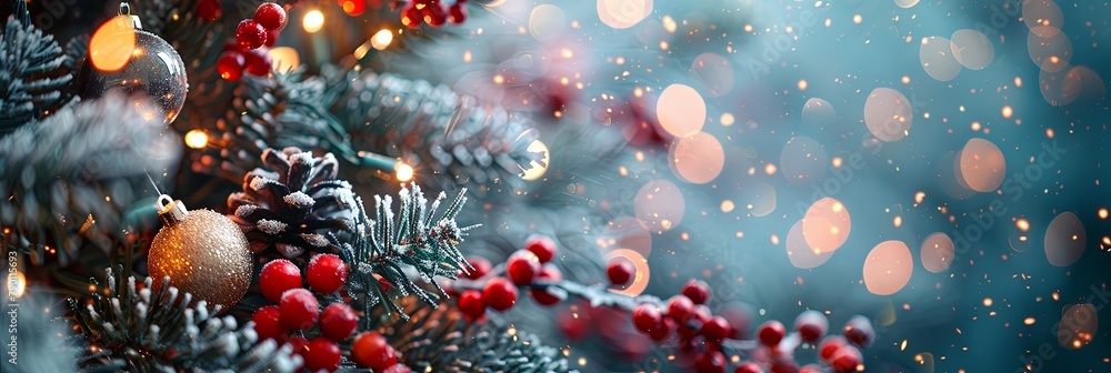 Vibrant Decorated Christmas Tree with Glittering Ornaments and Lights Vibrant Decorated Christmas Tree with Glittering Ornaments and Lights