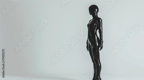 Woman in latex clothing bdsm style with copy space