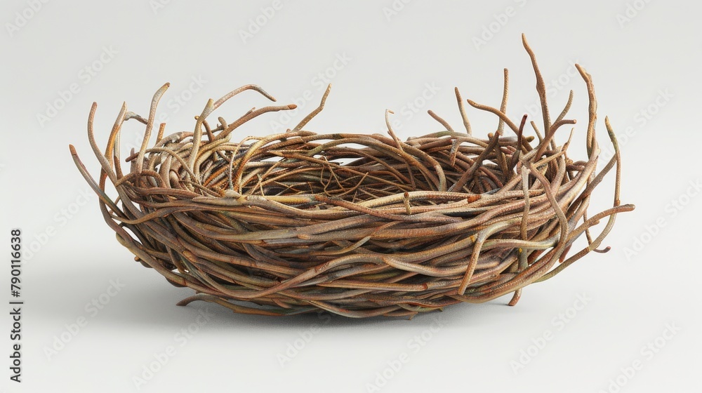 A bird nest made of twigs and branches A bird nest made of twigs and branches