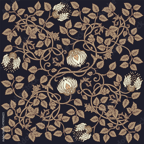 Floral vintage seamless pattern for retro wallpapers. Enchanted Vintage Flowe...