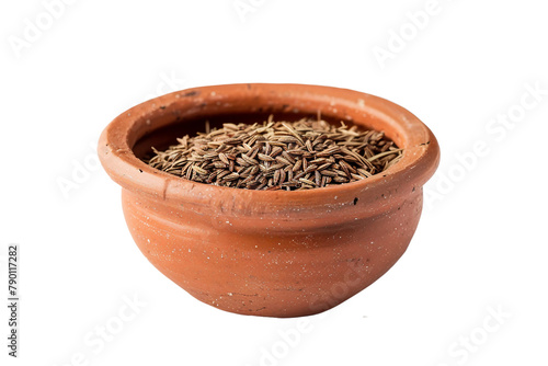 Cumin Seeds in a Bowl Isolated on a Transparent Background