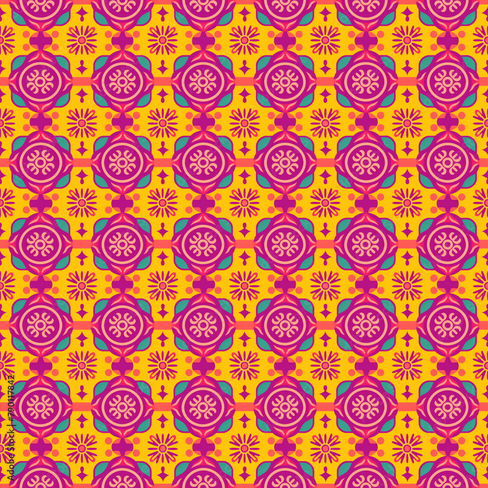 Singapore Peranakan seamless pattern, seamless tile, peranakan inspired, auspicious, colorful background, Peranakan culture, Nyonya motifs, Nyonya pattern for gift paper, card, textile, and product de