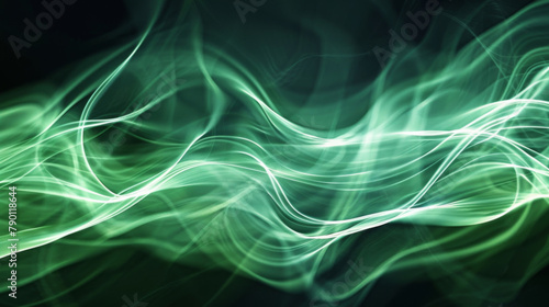 Abstract green wavy lines background