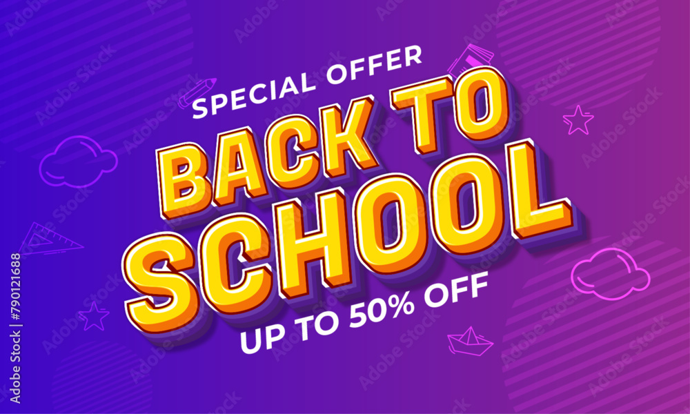 Vector back to school sale background design with text effect editable 3d text style Vector back to school sale background design with text effect editable 3d text style