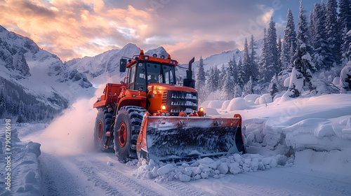 excavator in the snow