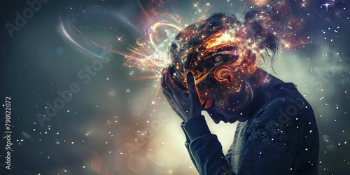 Concussion Crisis: The Headache and Dizziness - Picture a person holding their head, surrounded by stars and swirls, depicting a headache and dizziness © Lila Patel