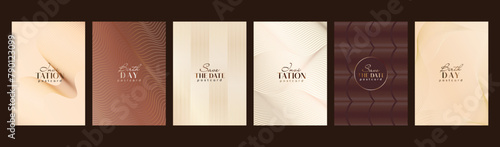 Luxury gold backgrounds invitation card for event. Set gala covers with wavy lines