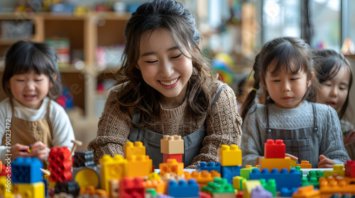 children playing with blocks © photo for everything