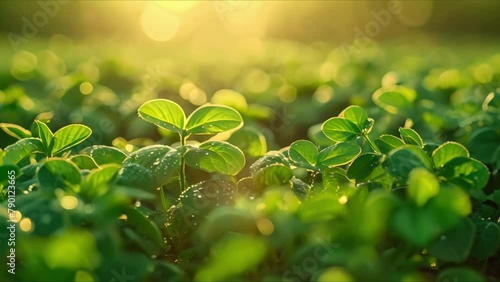 Soybean Sprouts at Sunrise - Nature's Rhythm. Concept Nature Photography, Sunrise, Soybean Sprouts, Rhythmic Patterns photo