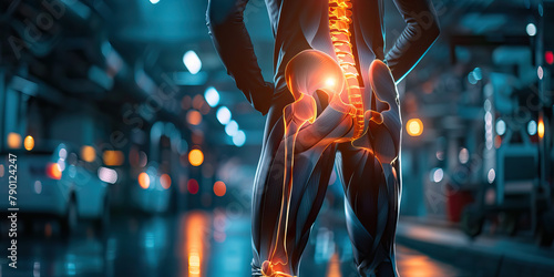 Sciatica Struggle: The Shooting Leg Pain and Numbness - Visualize a person grabbing their lower back while experiencing shooting pain down one leg, with the leg partially faded to indicate numbness