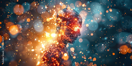 Fibromyalgia Flare-Up: The Widespread Pain and Tender Points - Imagine a person surrounded by glowing points of pain all over their body, highlighting the widespread pain