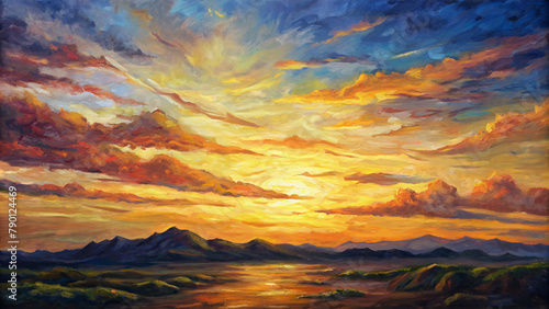 Oil-paint-sunset-picture