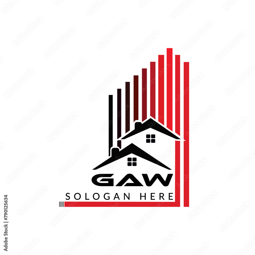 Obraz premium Letter GAW building vector, GAW initial construction. GAW real estate. GAW home letter logo design, GAW real estate Logo ,GAW Style home logo