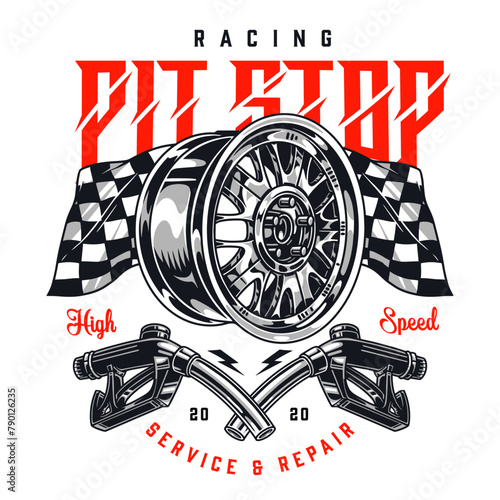 Racing pit stop colorful sticker