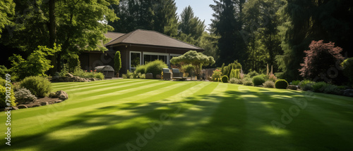 Luxurious Suburban Home with Perfectly Manicured Lawn