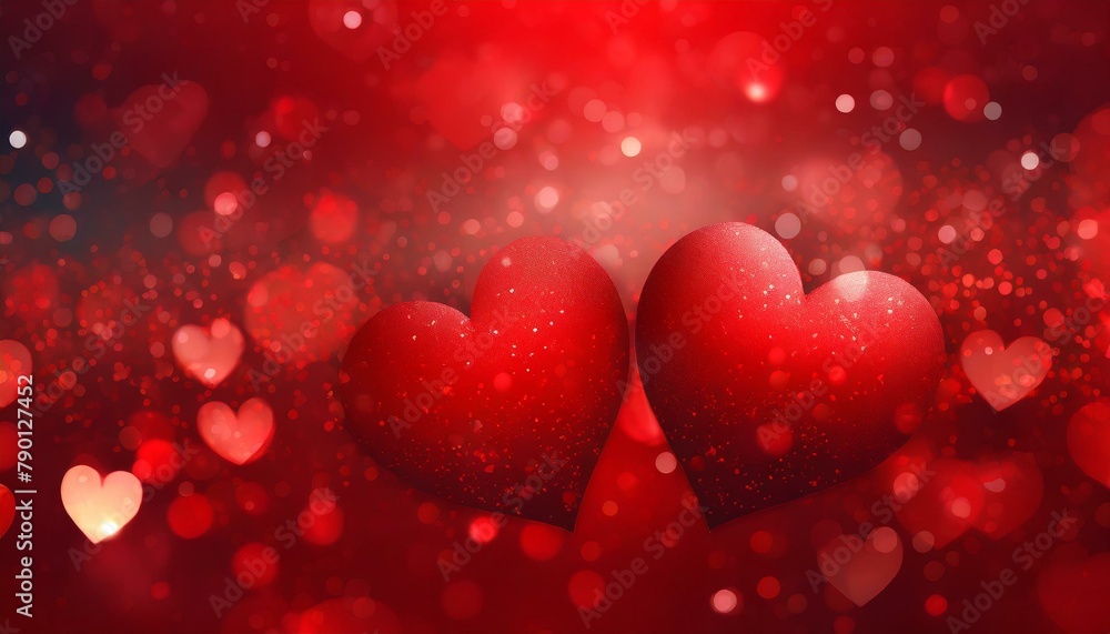 Christmas Spirit: Abstract Red Gradient with Bokeh and Hearts Christmas Spirit: Abstract Red Gradient with Bokeh and Hearts