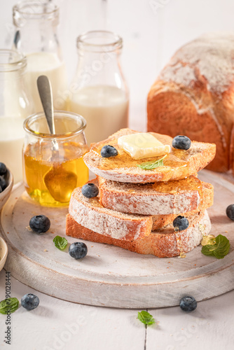 Delicious and fresh bread as a perfect breakfast.