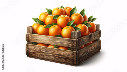 wooden box with oranges