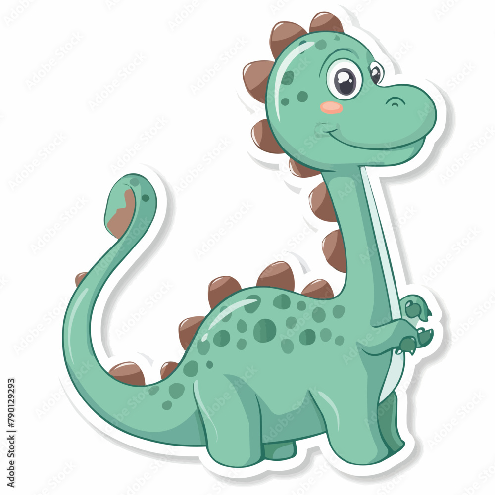 Fototapeta premium a cartoon green dinosaur with brown spots