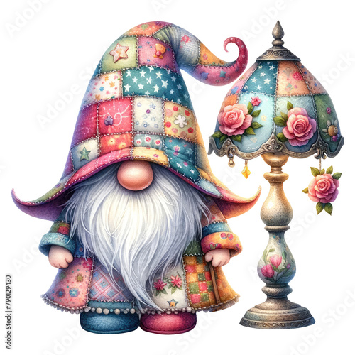 Enchanted Garden Gnome with Colorful Roses.