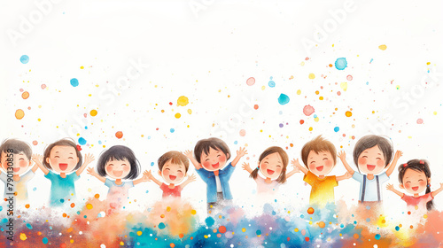 Happy abstract children with copy space