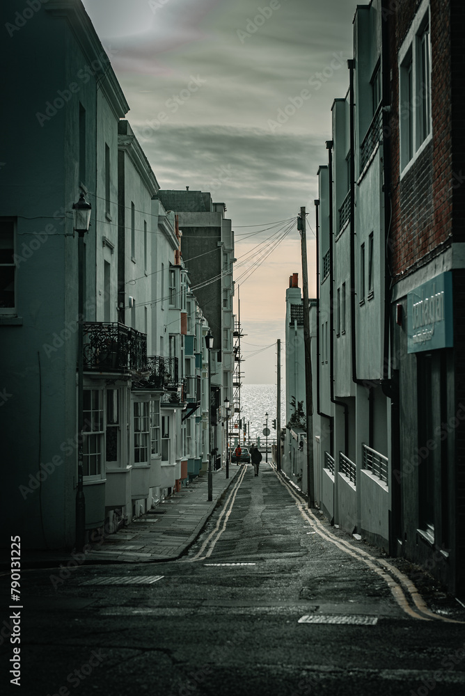 Obraz premium Street with old build houses in Brighton, East Sussex, UK