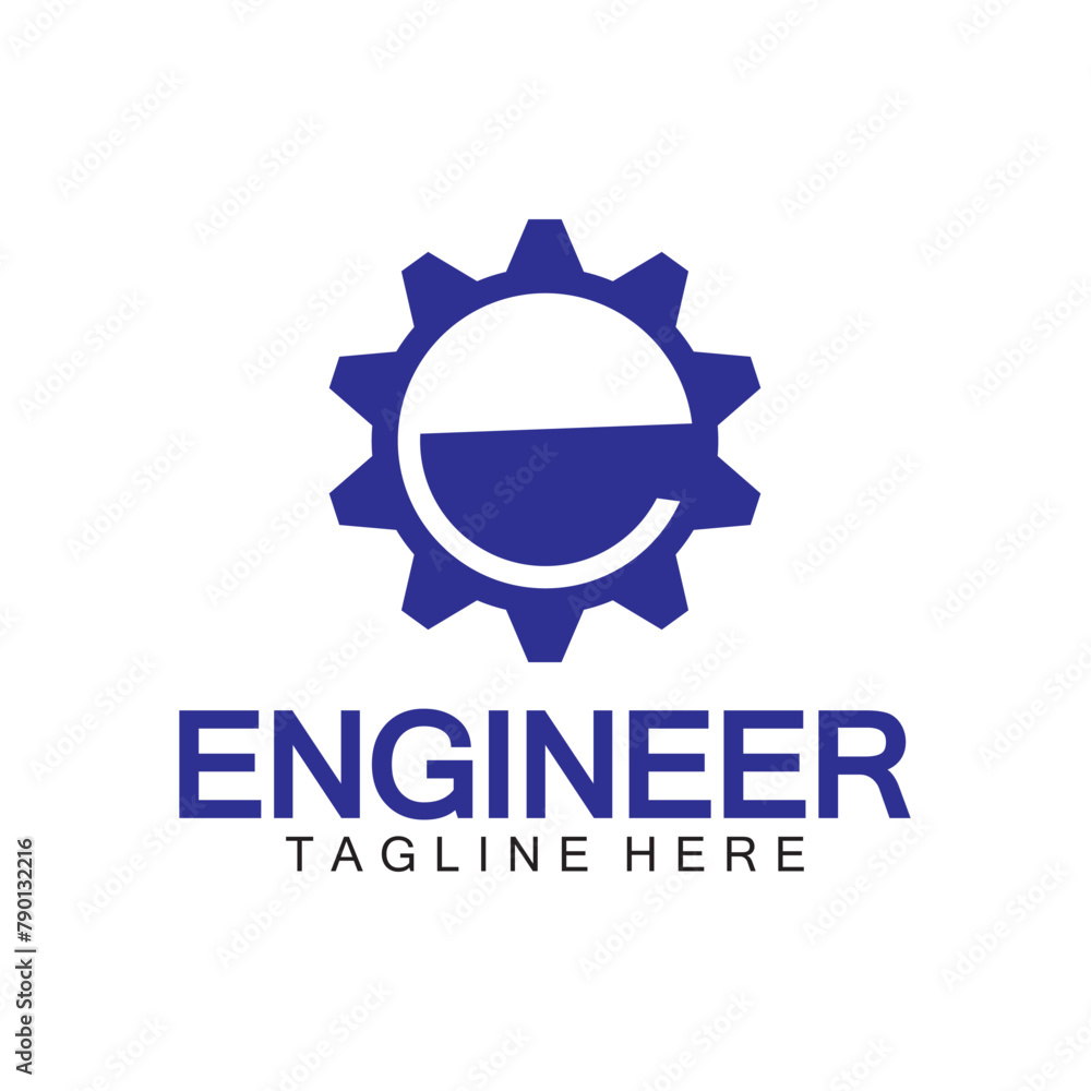 Fototapeta premium Engineer Logo Design, Letter E Gear Logo, Engineer logo with letter E and Gear elements