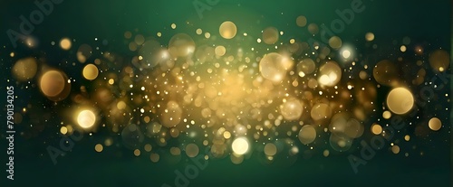Luminous Golden Green Bokeh Background, Ideal for Product Display and Festive Compositions