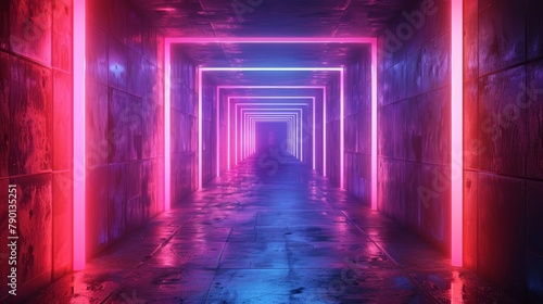 Digital neon tunnel in VR space