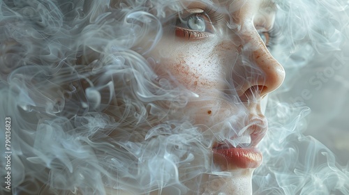 white smoke with woman © AI imagebank