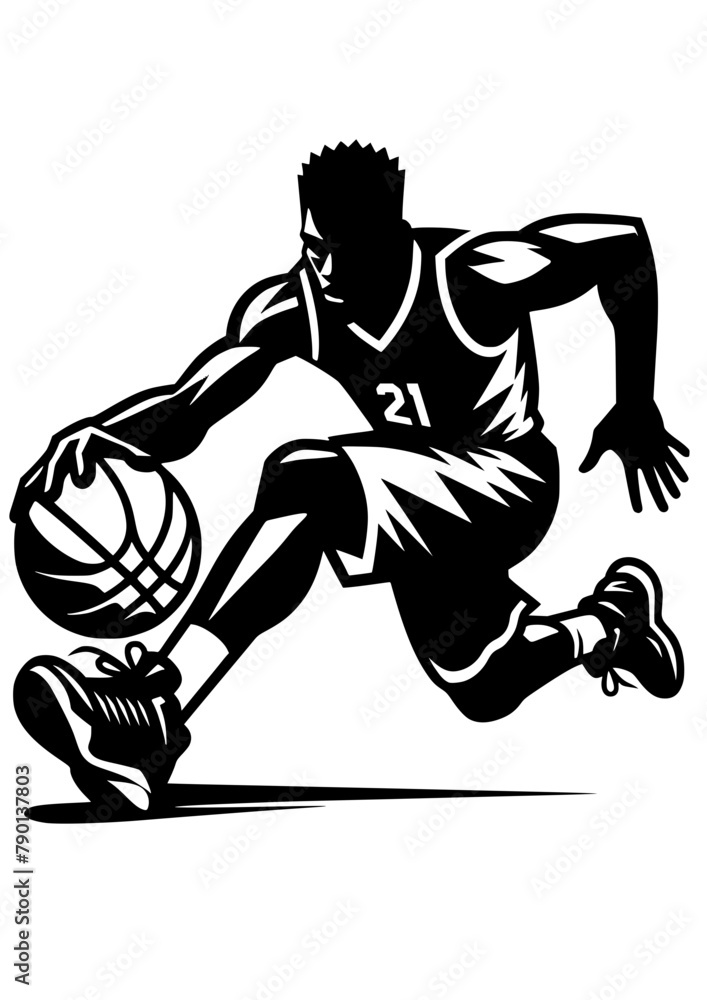 Fototapeta premium Basketball SVG, Basketball PNG, Sport SVG, Basketball player Silhouette, Basketball player Logo, Playing Basketball, Basketball Art Print