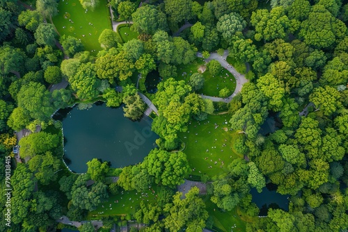 Aerial View of Lush Green Park