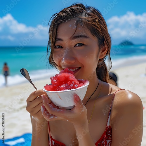 girl with shaved ice