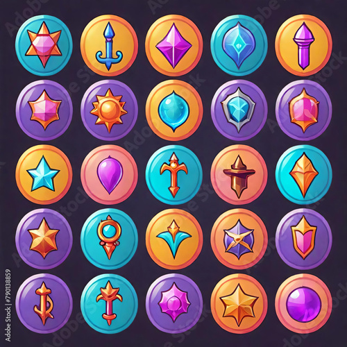 Set of icons for games and applications