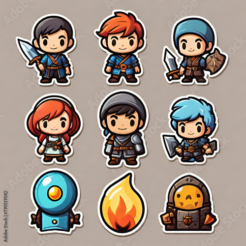 Cartoon set of warrior characters