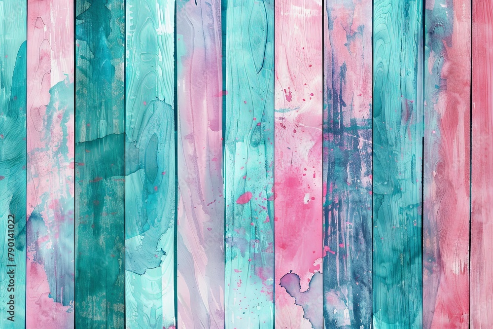 Abstract Turquoise and Pink Painted Wood Panels