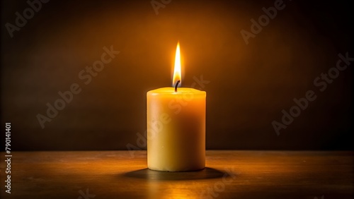 burning candle on a dark background in the dark photo