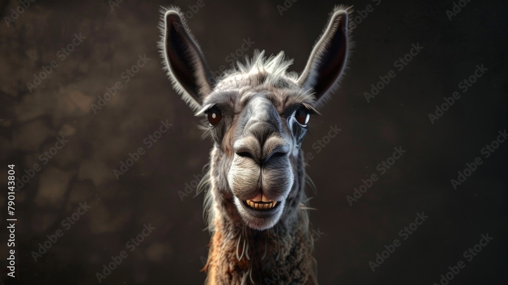 Obraz premium A smiling llama facing the camera