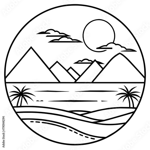 T-shirt Design Vector The nile banks at dawn - Vector - Vector art - Vector illustration - Vector design - Latest Vector - Ultimate Vector - Premium Vector - Vector pro - Premium illustration