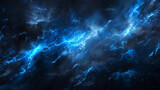 A solitary ribbon of azure vapor drifts aimlessly in the vast expanse, its ethereal form reminiscent of a crackling lightning bolt, illuminating the darkness with its electrifying presence.