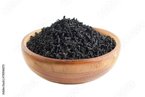 Black Cumin in a Bowl Isolated on a Transparent Background
