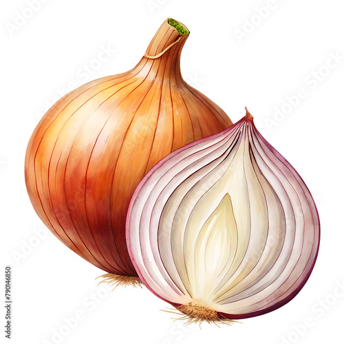 Wallpaper Mural Realistic onion illustration whole and sliced Torontodigital.ca