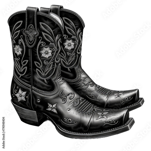 Pair Of Black Cowboy Boots transparent