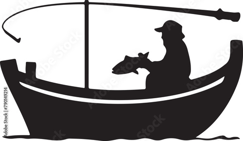 Fishing boat & Fishermen silhouette