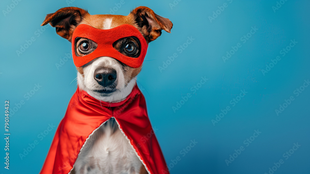 Dog super hero costume. little jack russell wearing macot, generative ai