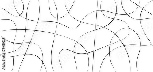 Colorful random pattern line stroke on a transparent background. Decorative pattern with tangled curved lines. 
