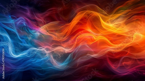 Colorful abstract painting with blue and orange hues