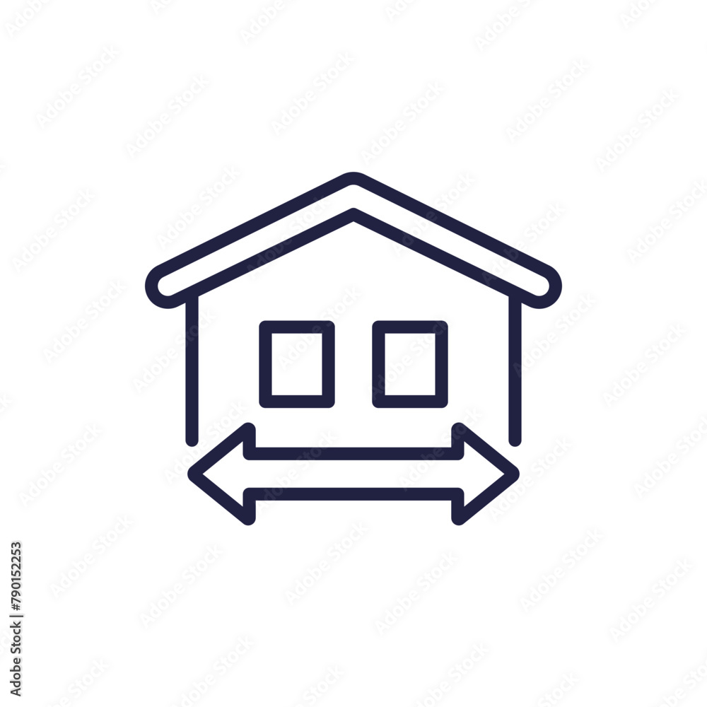 building, house size line icon